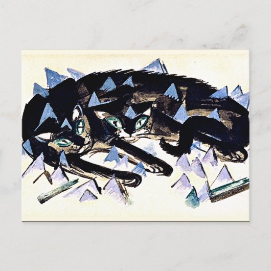 Franz Marc - Zwei schwarze Katzen Postkarte (Vorderseite)