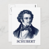Franz Schubert, blau Postkarte (Vorne/Hinten)