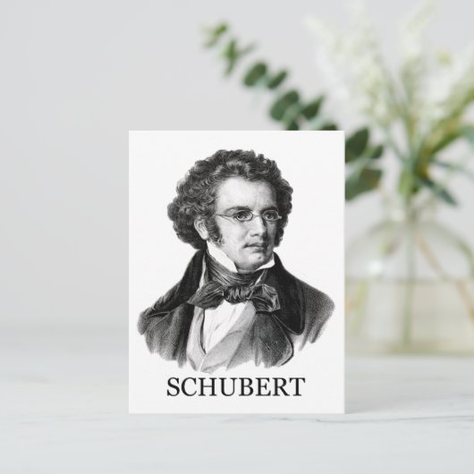 Franz Schubert, schwarz Postkarte (Stehend Vorderseite)
