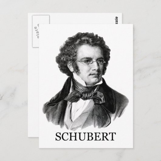 Franz Schubert, schwarz Postkarte (Vorne/Hinten)