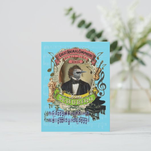 Franz Schubird Funny Bird Animal Composer Schubert Postkarte (Stehend Vorderseite)
