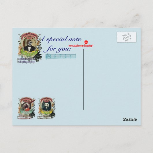 Franz Schubird Funny Bird Animal Composer Schubert Postkarte (Rückseite)