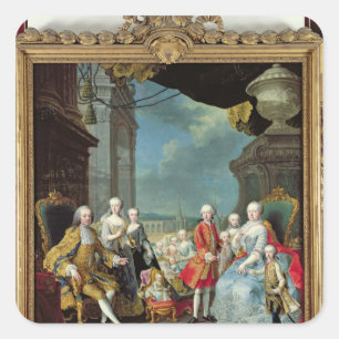 Franz Stephan I mit seiner Ehefrau Marie-Therese Quadratischer Aufkleber