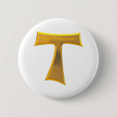 Franziskaner Tau Cross Pax Et Bonum Gold Metallic Button (Vorderseite)