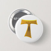 Franziskaner Tau Cross Pax Et Bonum Gold Metallic Button (Vorne & Hinten)