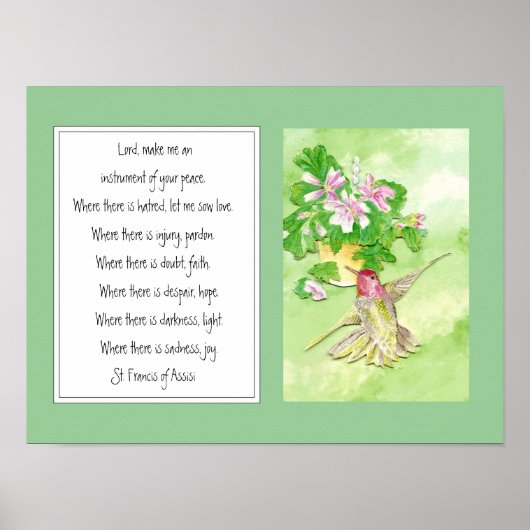 Franziskus von Assisi, Blume Gebet Hummingbird Poster (Vorne)