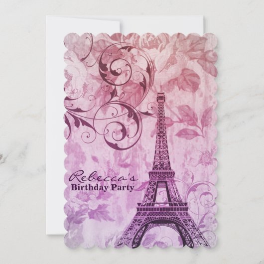 Franzose eiffel turm party Geburtstag Einladung (Vorderseite)