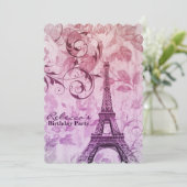 Franzose eiffel turm party Geburtstag Einladung (Stehend Vorderseite)