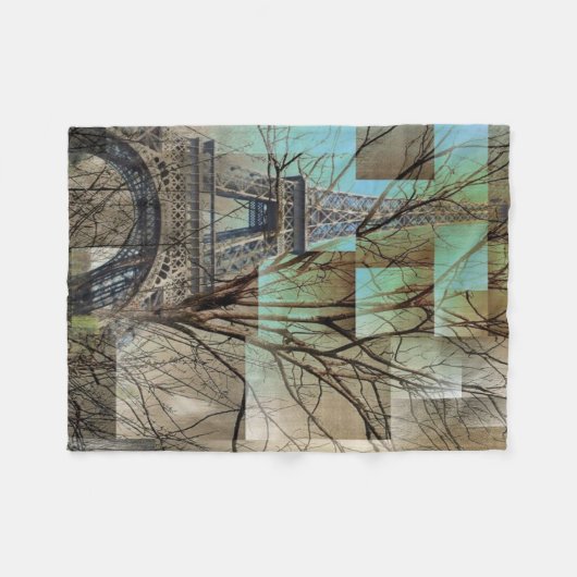 Franzose Herbstbäumturm Paris Fleecedecke (Vorderseite (Horizontal))