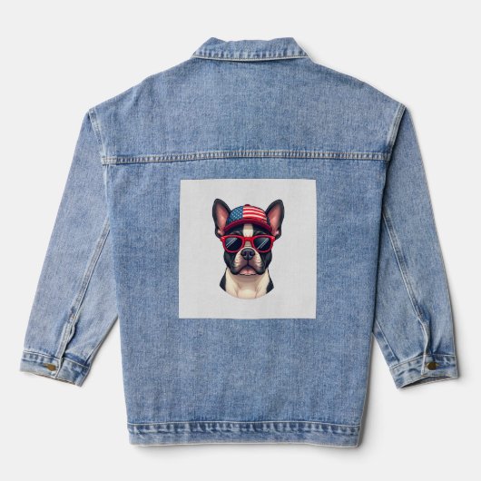 Franzose mit USA-Farben (4) Jeansjacke (Rückseite)