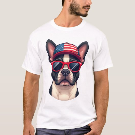 Franzose mit USA-Farben (4) T-Shirt (Vorderseite)