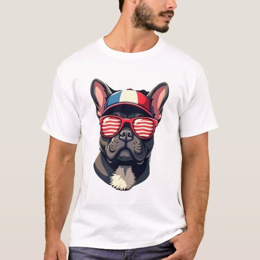 Franzose mit USA-Farben (7) T-Shirt (Vorderseite)