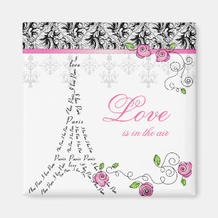 Franzose-Paris-Liebe-Magnet-Rosa-Rosen Magnet