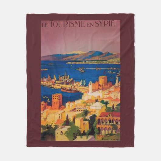 Franzose-Reise-Plakat, bereisend in Syrien Fleecedecke (Vorderseite)