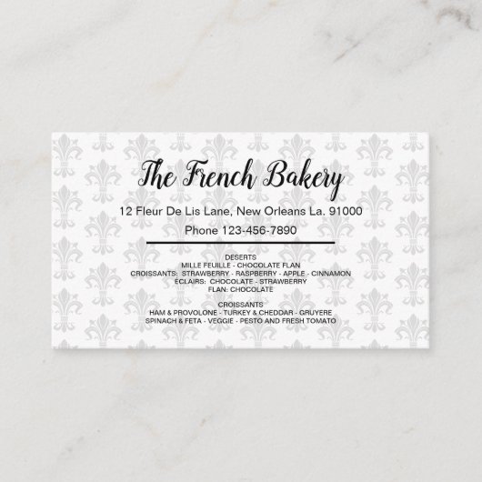 Franzosen Bakery Fleur De List Theme Visitenkarte (Vorderseite)