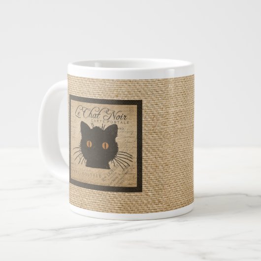 Franzosen Burlap Le Chat Noir die schwarze Katze Jumbo-Tasse (Vorderseite Links)
