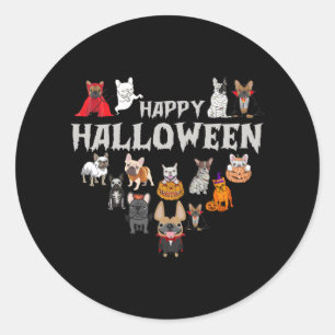 Franzosen-Kostüm Frohes Halloween Französische Bul Runder Aufkleber