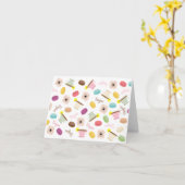 Franzosen Macarons Anemonen u. TeacupsNotecard Karte (Gelbe Blume)