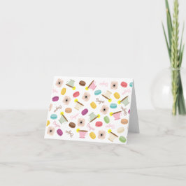 Franzosen Macarons Anemonen u. TeacupsNotecard Karte