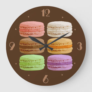 Franzosen Macarons - muti-farbige Pastelle Große Wanduhr