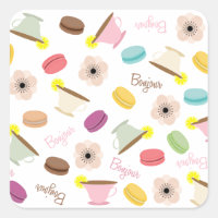 Franzosen Macarons Teacups-u. Anemonen-Aufkleber
