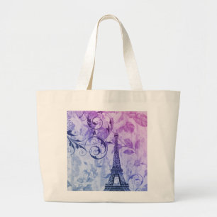 Franzoseparis Eiffel des hübschen girly Chic lila Jumbo Stoffbeutel