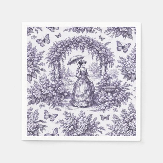 Französin im Garten Toile de Jouy Serviette (Vorderseite)