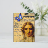 Französin mit Schmetterling Postkarte (Stehend Vorderseite)