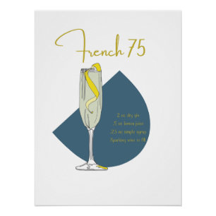 Französisch 75 Cocktail Rezept Kunstdrucken   Zuha Poster