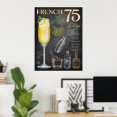 Französisch 75 Cocktail Rezeption Bar Art Poster (Heimbüro)