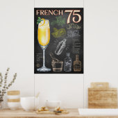 Französisch 75 Cocktail Rezeption Bar Art Poster (Küche)