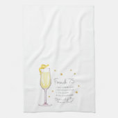 Französisch 75 Mix Drink Urlaub Weihnachten Rezept Geschirrtuch (Vertikal)