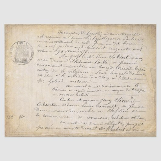 Französisch Alte Skriptdekoupage Seidenpapier (Vorderseite)