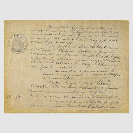 Französisch altes Script Decoupage Gold Tissue Pap Seidenpapier (Vorderseite)