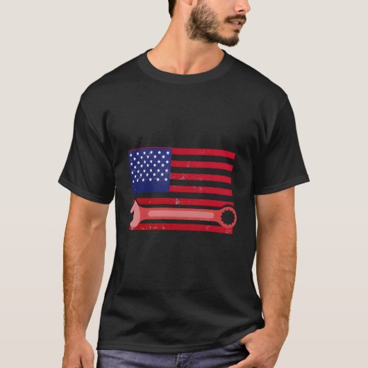 Französisch-amerikanische Flagge für Mechanik T-Shirt (Vorderseite)