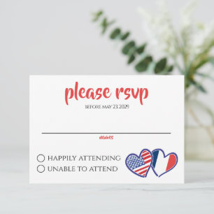 Französisch-Amerikanische Herzenflaggen RSVP Karte