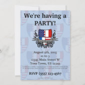 Französisch-Amerikanische Schild-Flagge Einladung (Rückseite)