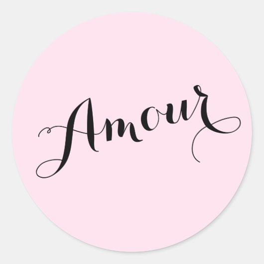 Französisch Amour Liebe Rosa und Schwarz Chic Pari Runder Aufkleber (Vorderseite)