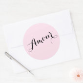 Französisch Amour Liebe Rosa und Schwarz Chic Pari Runder Aufkleber (Umschlag)