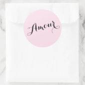 Französisch Amour Liebe Rosa und Schwarz Chic Pari Runder Aufkleber (Tasche)