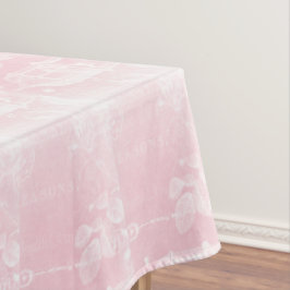 Französisch-Birdcage-Weiß auf Muschel-Rosa Tischdecke