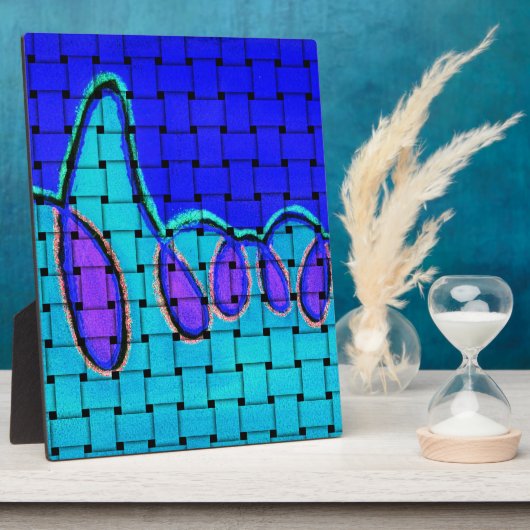 Französisch Blau Abstrakt mit Woven Texture Fotoplatte (Seite)