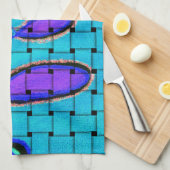 Französisch Blau Abstrakt mit Woven Texture Geschirrtuch (Viertel Falte)