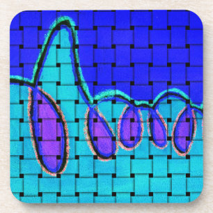 Französisch Blau Abstrakt mit Woven Texture Getränkeuntersetzer