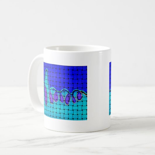 Französisch Blau Abstrakt mit Woven Texture Kaffeetasse (Vorderseite Links)