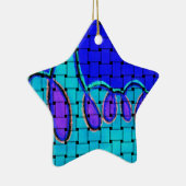 Französisch Blau Abstrakt mit Woven Texture Keramikornament (Rechts)