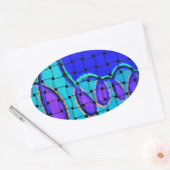 Französisch Blau Abstrakt mit Woven Texture Ovaler Aufkleber (Umschlag)