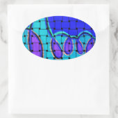 Französisch Blau Abstrakt mit Woven Texture Ovaler Aufkleber (Tasche)