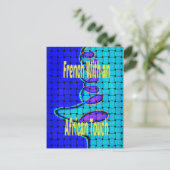 Französisch Blau Abstrakt mit Woven Texture Postkarte (Stehend Vorderseite)