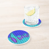 Französisch Blau Abstrakt mit Woven Texture Sandstein Untersetzer (Seite)